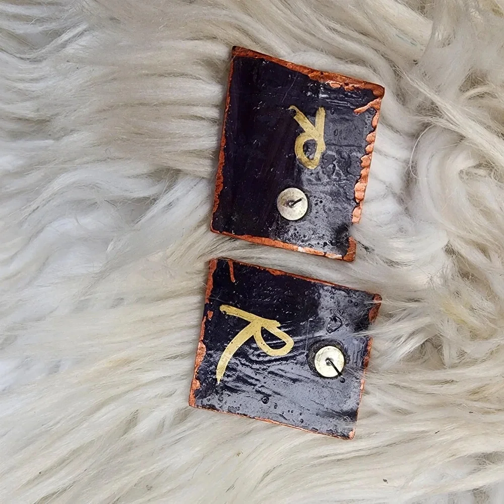 Hand Crafted‎ Copper Hologram earrings